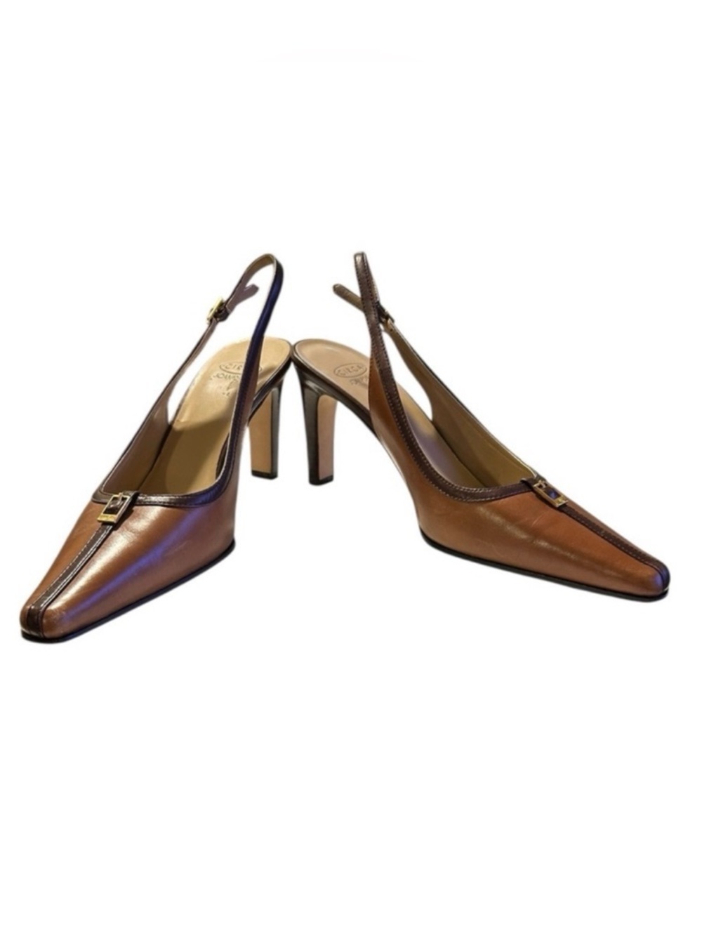 Circa Joan & David Vintage Size 9M  Slingback Brown Heels Leather